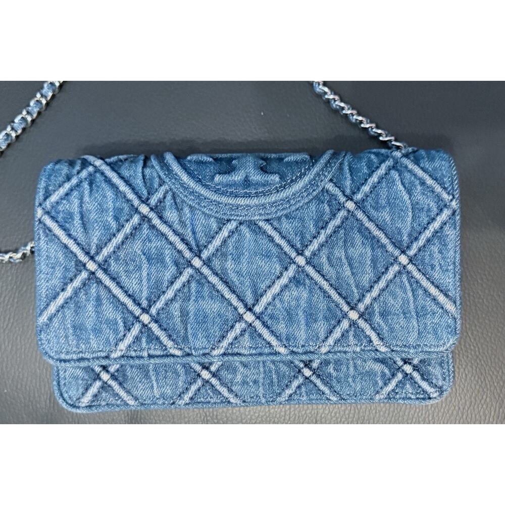 Tory Burch Fleming Denim Crossbody Bag - Picture 5 of 10